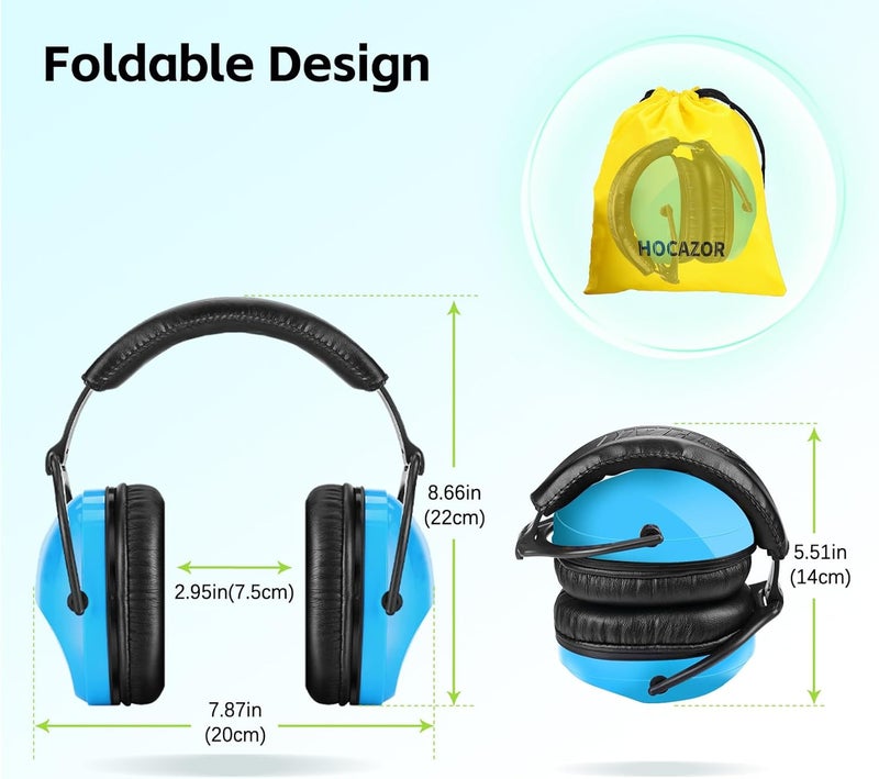 Hocazor 2 Pack HZ015 Kids Ear Protection Safety Earmuffs Durable Noise Cancelling Headphones, pink+blue - Image 5